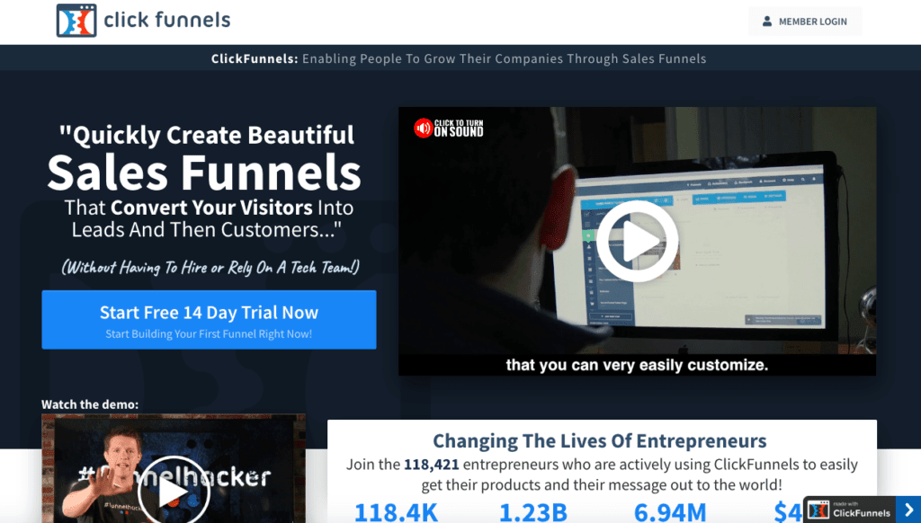 clickfunnels is one of the Best Sales Funnel Builders