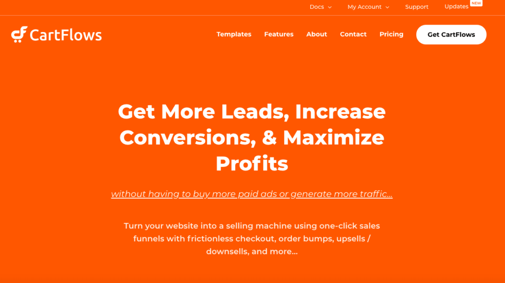 cartflows offers a "one click sales funnel"